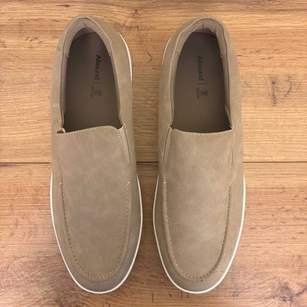 ABOUND Suede Loafer Sneakers Taupe Men Size 12 Slip On Mock Toe Casual Comfort